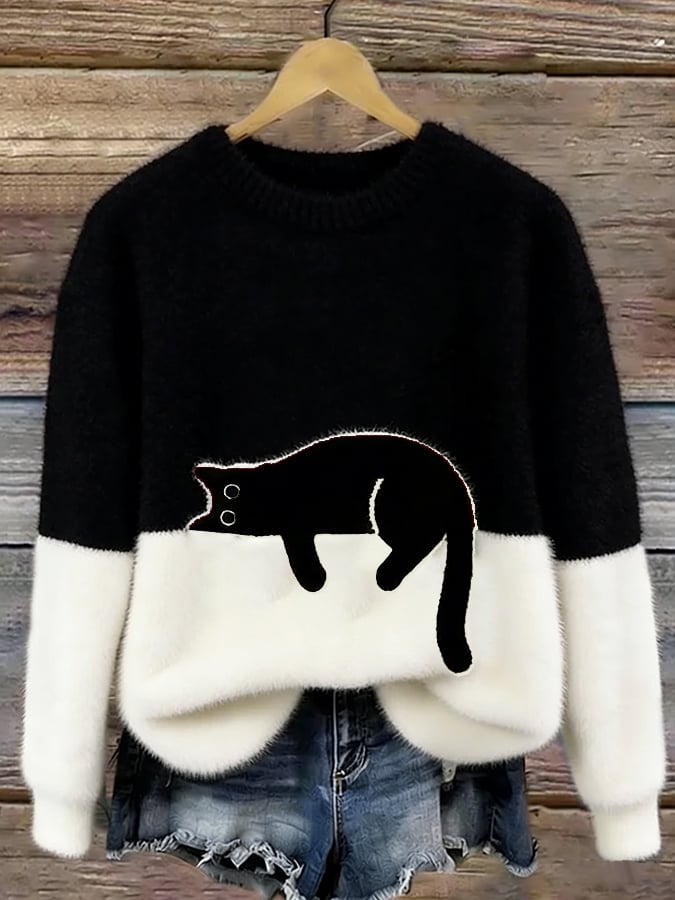 Camille | Cozy Cat Knit Sweater