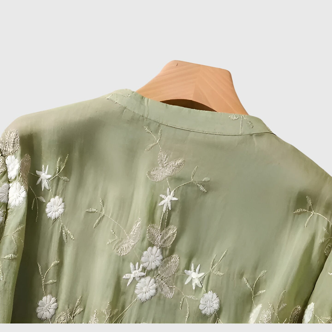 Victoria | Elegant Top with Embroidered Flowers