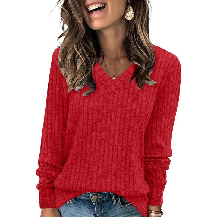 SARA - Women V Neck Oversized Lightweight Knit Sweater