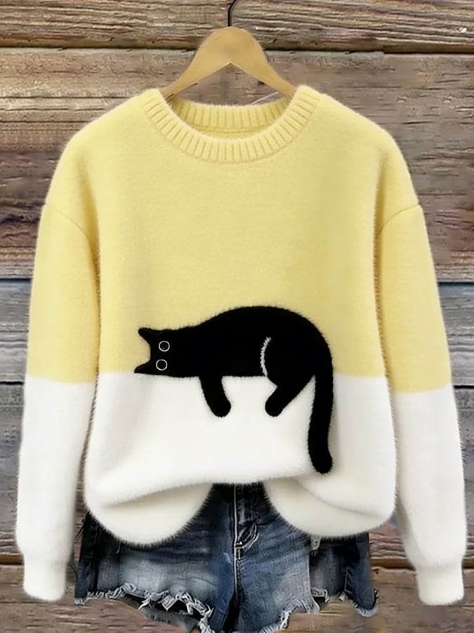Camille | Cozy Cat Knit Sweater
