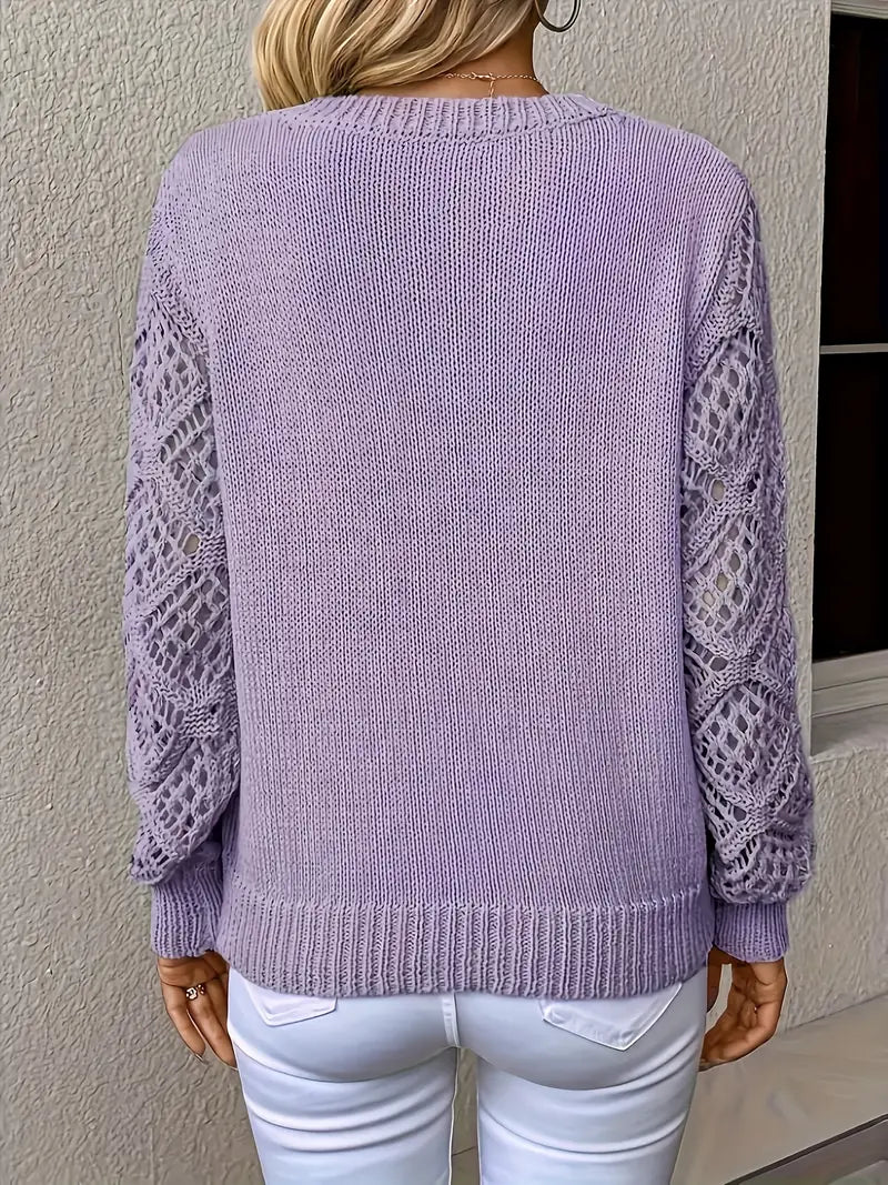Claire™ | Lace-Sleeve Knit Sweater
