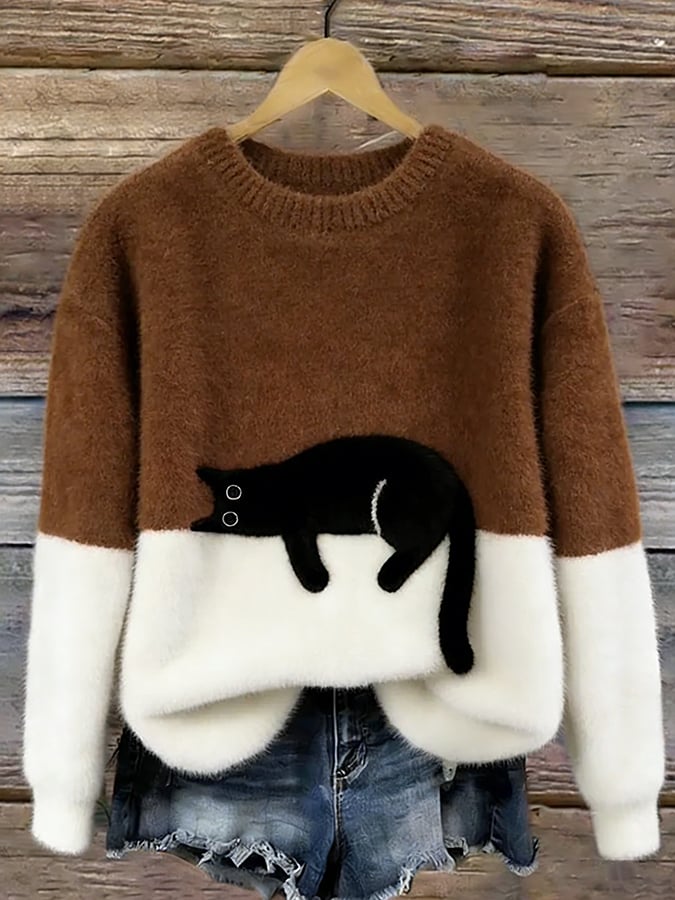 Camille | Cozy Cat Knit Sweater