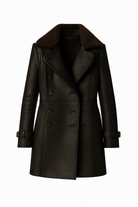 Manteau long noir en cuir pour femmes Essence de Marseille