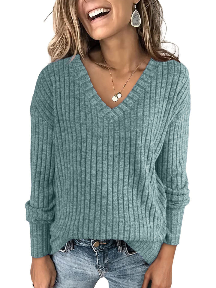 SARA - Women V Neck Oversized Lightweight Knit Sweater