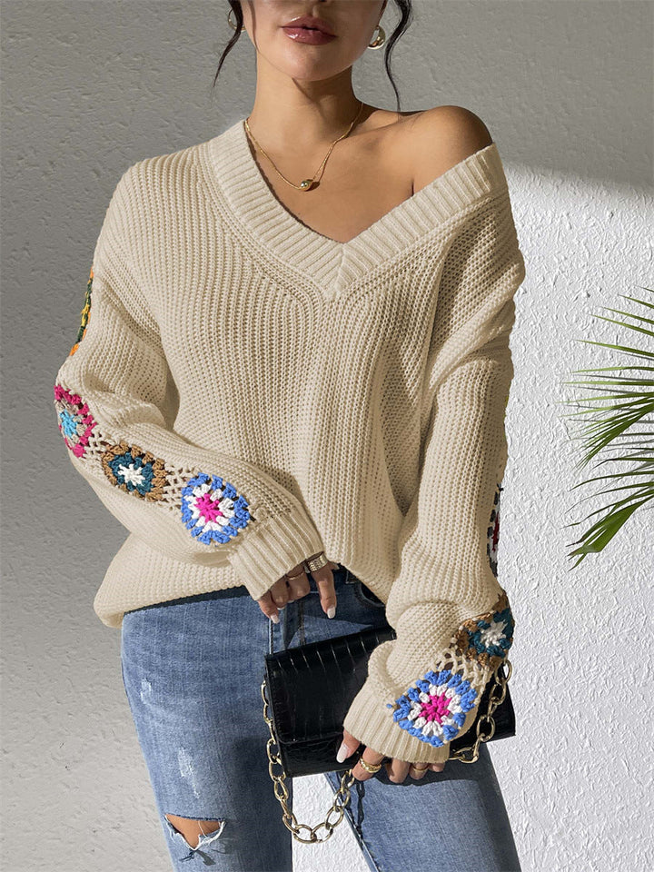 Claire™ | Crochet Patch Knit Sweater