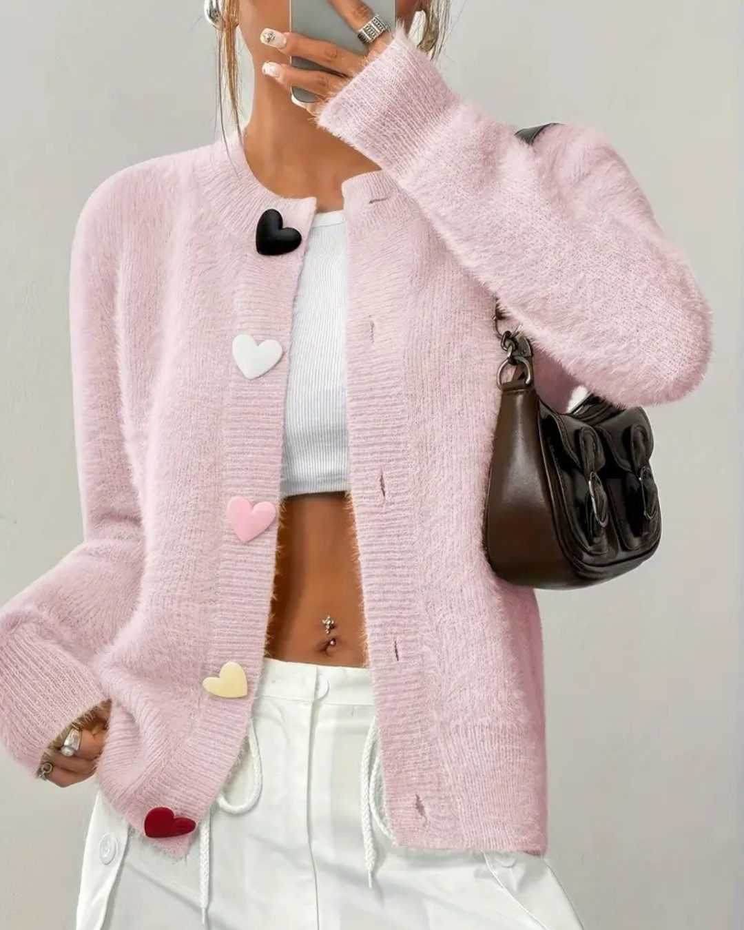 Claire™ Heart Button Cardigan