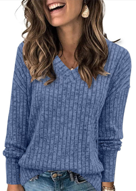 SARA - Women V Neck Oversized Lightweight Knit Sweater