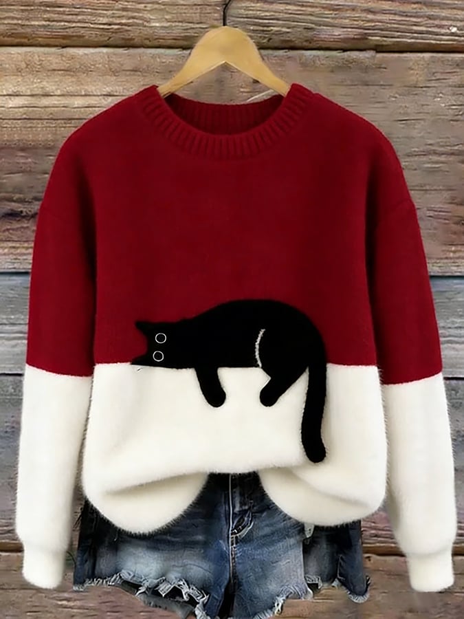 Camille | Cozy Cat Knit Sweater