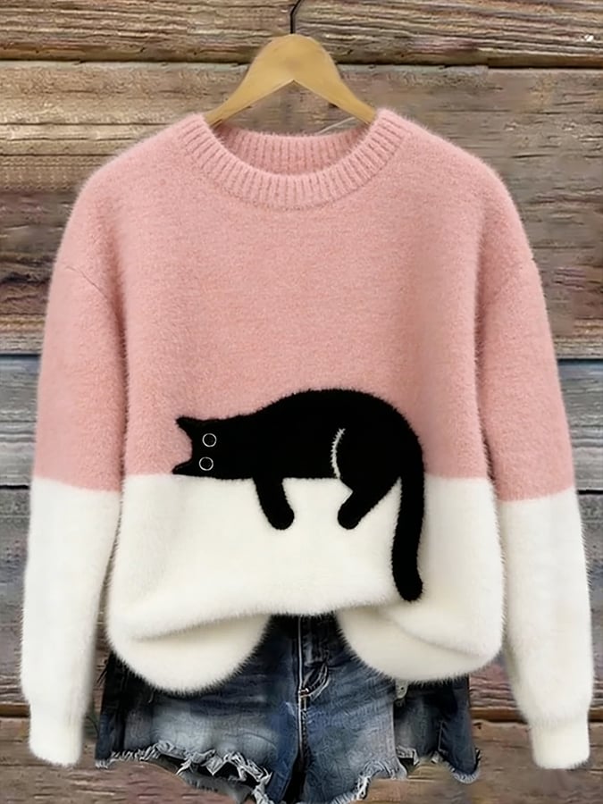 Camille | Cozy Cat Knit Sweater