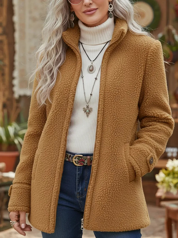 MARISSA | FULL-ZIP LAMBSWOOL-FEEL STAND COLLAR JACKET