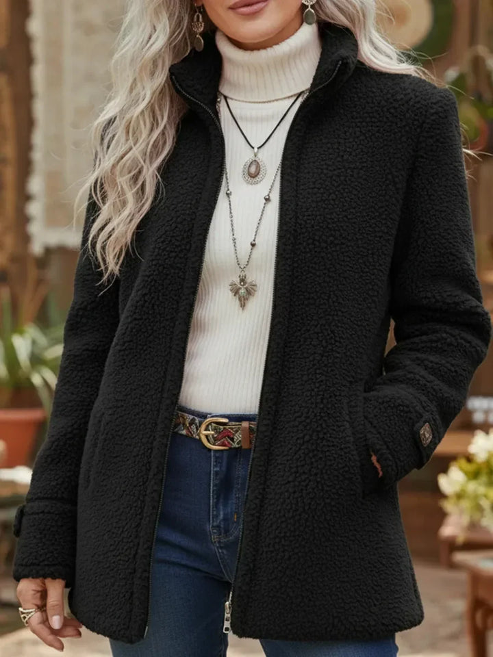 MARISSA | FULL-ZIP LAMBSWOOL-FEEL STAND COLLAR JACKET