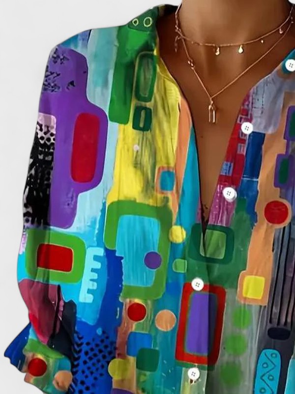 Victoria | Elegant Geometric Pattern Blouse